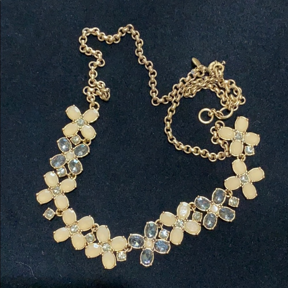 J. Crew Beige/Gray Gold Tone Statement Necklace